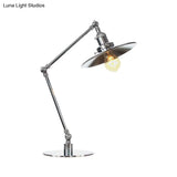 Industrial Metal Desk Light With Adjustable Arm And Chrome Finish For Study Rooms
