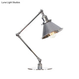 Industrial Metal Desk Light With Adjustable Arm And Chrome Finish For Study Rooms