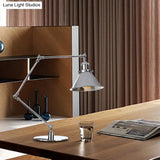 Industrial Metal Desk Light With Adjustable Arm And Chrome Finish For Study Rooms