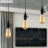 Industrial Metal Hanging Lamp With Adjustable Cord - Black Exposed Bulb Ceiling Fixture For