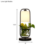 Industrial Metal Led Nightstand Light For Living Room Cylinder Black Night Table Lamp