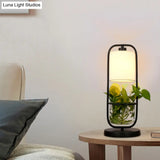 Industrial Metal Led Nightstand Light For Living Room Cylinder Black Night Table Lamp