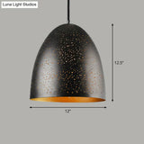 Industrial Metal Pendant Light W/ 1 Head - Circle Cutouts Design Black