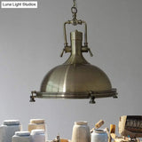 Industrial Metal Pendant Lighting With Antique Brass/Copper Finish And Frosted Diffuser