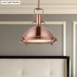Industrial Metal Pendant Lighting With Antique Brass/Copper Finish And Frosted Diffuser