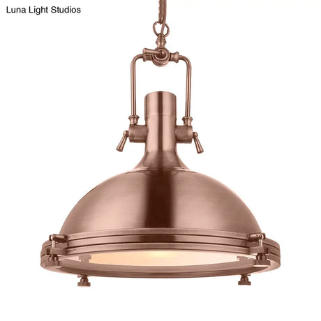 Industrial Metal Pendant Lighting With Antique Brass/Copper Finish And Frosted Diffuser