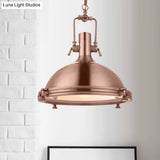Industrial Metal Pendant Lighting With Antique Brass/Copper Finish And Frosted Diffuser