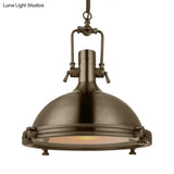 Industrial Metal Pendant Lighting With Antique Brass/Copper Finish And Frosted Diffuser