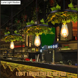 Industrial Metal Plant Led Pendant Lamp - Green 1 Head Ceiling Light For Restaurants