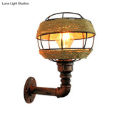 Industrial Metal Sconce With 1 Light In Weathered Copper For Living Room Wall Lighting