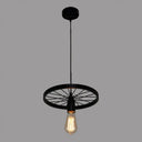 Industrial Metal Wagon Wheel Pendant Lamp: Black Hanging Light Fixture For Restaurants 1 /