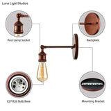 Industrial Metal Wall Lamp - Black/Brass Finish 1 Head Mini Sconce Lighting With Bare Bulb For