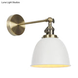 Industrial Metal Wall Lamp With Domed Shade And 1 Bulb Perfect For Bedroom - Black/Grey/White