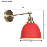 Industrial Metal Wall Lamp With Domed Shade And 1 Bulb Perfect For Bedroom - Black/Grey/White