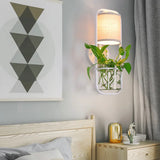 Industrial Metal Wall Sconce Light With Led Cylinder Head - Black/White For Bedroom White