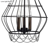 Industrial Metal Wire Guard Drop Light With 3 Black Finish Pendant Lights - Stylish Balcony Lamp