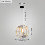 Industrial Metallic Pendant Light With Cage Globe Design For Coffee Shop - 1 Ceiling Fixture