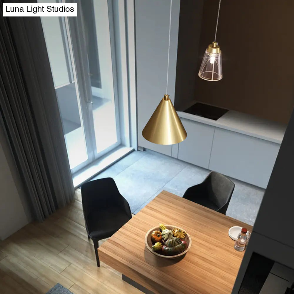 Industrial Mini Pendant Ceiling Light – Modern Metal Cone Hanging Lamp For Dining Room