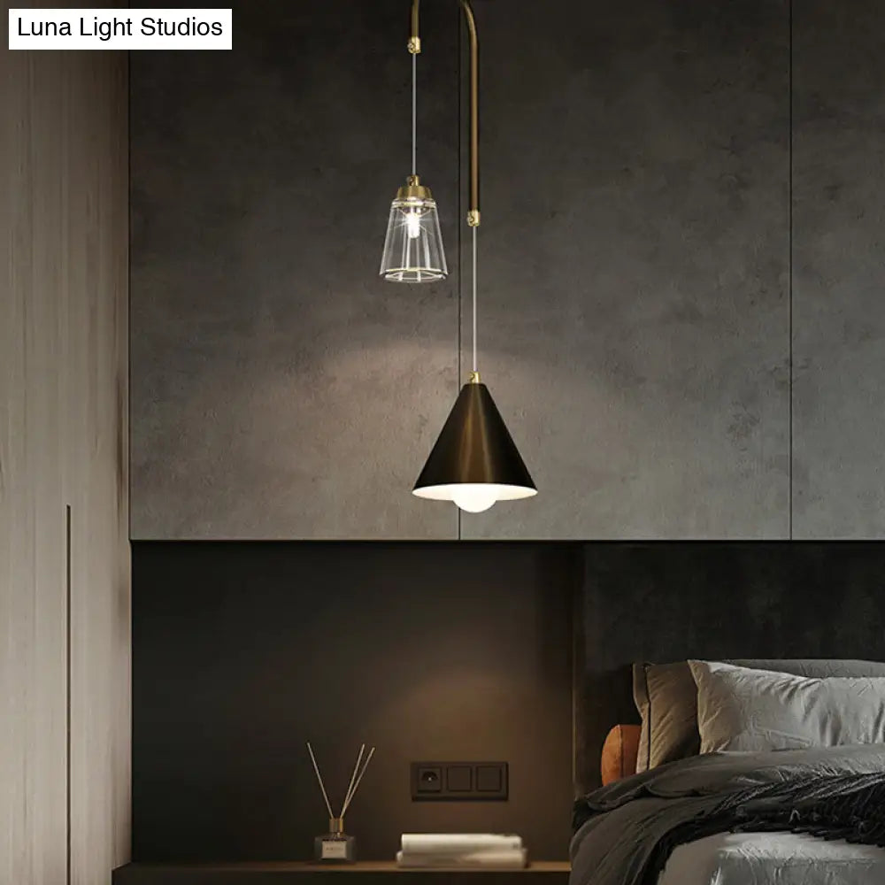 Industrial Mini Pendant Ceiling Light – Modern Metal Cone Hanging Lamp For Dining Room