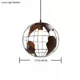 Industrial Orb Pendant Light With Metal Cage Shade For Living Room