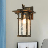 Industrial Outdoor Wall Sconce - Black/Brass Finish Clear Water Glass 1-Light Brass / B