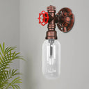 Industrial Oval Wall Light Fixture With Clear Glass 1/2 Lights And Weathered Copper Sconce Design /