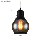 Industrial Pendant Light Kit - Clear Glass Black Finish Jar Shape 1 Head Ceiling Hang Fixture