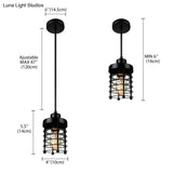 Industrial Pendant Light With Metallic Cage Shade - Matte Black/Rust Ideal For Table Lighting