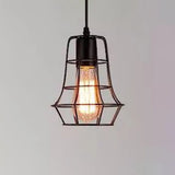 Industrial Retro 1-Light Pendant With Metal Cage For Bar - Hang In Style! Black / Bulged