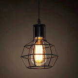 Industrial Retro 1-Light Pendant With Metal Cage For Bar - Hang In Style! Black / Frame