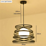 Industrial Retro Cylinder Cage Pendant Light - Black Metal Hanging Lamp For Restaurants