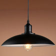 Industrial Retro Dome Shade Pendant Light - Black Metal Hanging Lamp 1-Light