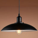 Industrial Retro Dome Shade Pendant Light - Black Metal Hanging Lamp 1-Light