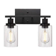 Industrial Retro Glass Vanity Wall Light Fixtures - Cylindrical Design 2 / Black