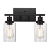 Industrial Retro Glass Vanity Wall Light Fixtures - Cylindrical Design 2 / Black