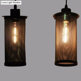Industrial Retro Style Hanging Light - Black Iron Cage Pendant Fixture With Single Bulb
