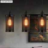Industrial Retro Style Hanging Light - Black Iron Cage Pendant Fixture With Single Bulb