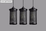 Industrial Retro Style Hanging Light - Black Iron Cage Pendant Fixture With Single Bulb