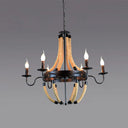 Industrial Rope Style Chandelier Pendant Lamp - Elegant Black Finish Candle Shape Adjustable 39’
