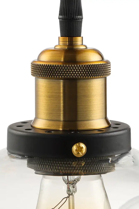 Industrial Brass Pendant Light With Clear Glass - 8 10 Or 12 Wide