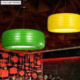 Industrial Rubber Chandelier With Hanging Chain For Bar Creative And Unique Tire Design