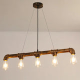 Industrial Rust Piping Metal Ceiling Chandelier - Stylish Dining Room Hanging Light Fixture / A