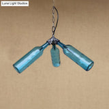 Industrial Rustic 3-Head Hanging Lamp With Pipe Design - Smoke Gray/Clear Glass Chandelier Lighting