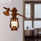 Industrial Rustic Kerosene Wall Sconce Lamp With Trumpet Design - Clear Glass And 1-Light Fixture