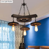 Industrial Rustic Metal Chandelier + 3 Or 7 Exposed Bulb Lights – Ideal For Restaurants