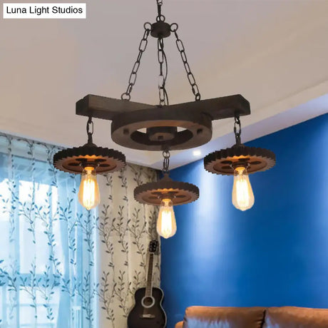 Industrial Rustic Metal Chandelier + 3 Or 7 Exposed Bulb Lights – Ideal For Restaurants