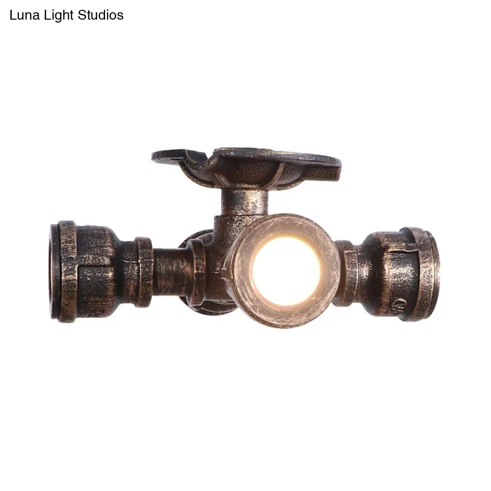 Industrial Rustic Semi-Flush Balcony Light - 4 Wrought Iron Lights Aged Bronze Ceiling Fixture