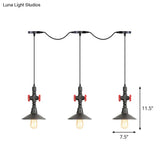 Industrial Saucer Iron Tandem Pendant Lamp In Black - 3/5/7-Bulb Restaurant Lighting Solution