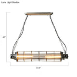 Industrial Silver Metal Pendant Light With Led Clear Glass Shade - Cylindrical Wire Cage Design