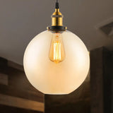 Industrial Single Light Globe Pendant - Clear Glass Hanging Lamp In Grey/Brown (8/10/12 Wide)